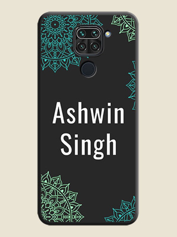 Custom Your Name with Floral Design on Space Black Custom Soft Matte Back Cover - Redmi Note 9