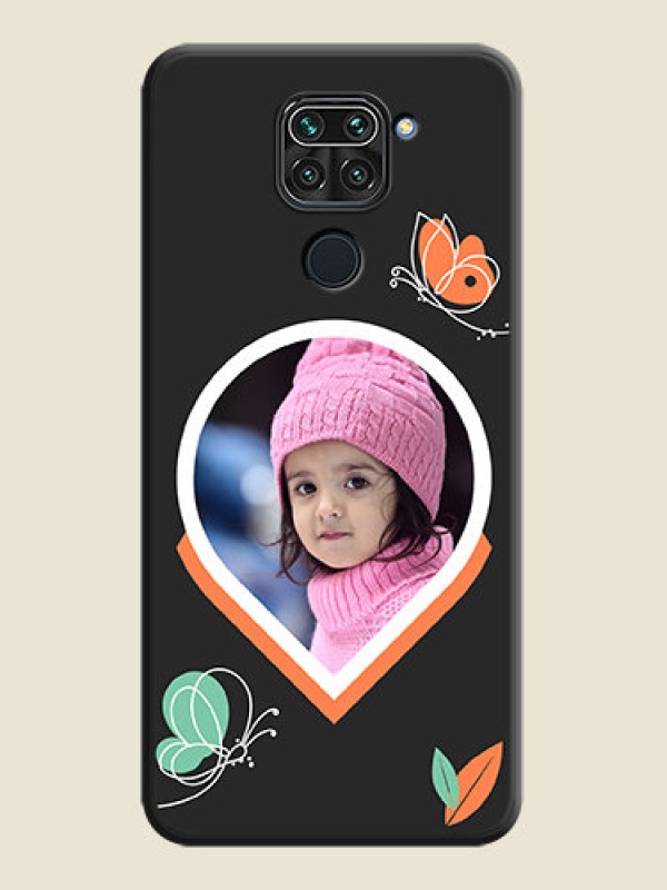 Custom Upload Pic With Simple Butterly Design On Space Black Personalized Soft Matte Phone Covers -Xiaomi Redmi Note 9