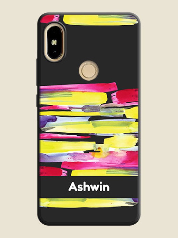 Custom Brush Coloured on Space Black Personalized Soft Matte Phone Covers - Redmi S2
