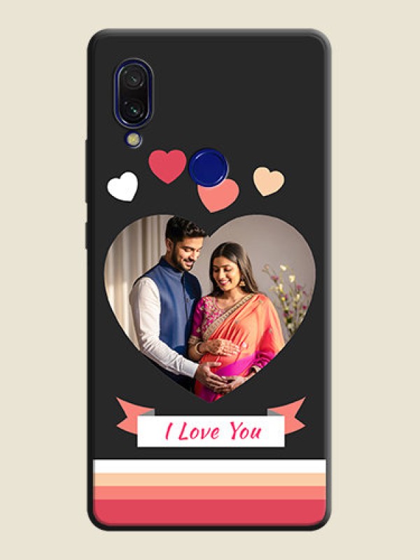 Custom Love Shaped Photo with Colorful Stripes on Personalised Space Black Soft Matte Cases - Redmi Y3