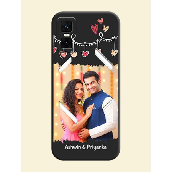 Pink Love Hangings with Name On Space Black Custom Soft Matte Mobile Back Cover - Infinix GT 30 Pro 5G Pink Love Hangings with Name On Space Black Custom Soft Matte Mobile Back Cover - Infinix GT 30 Pro 5G