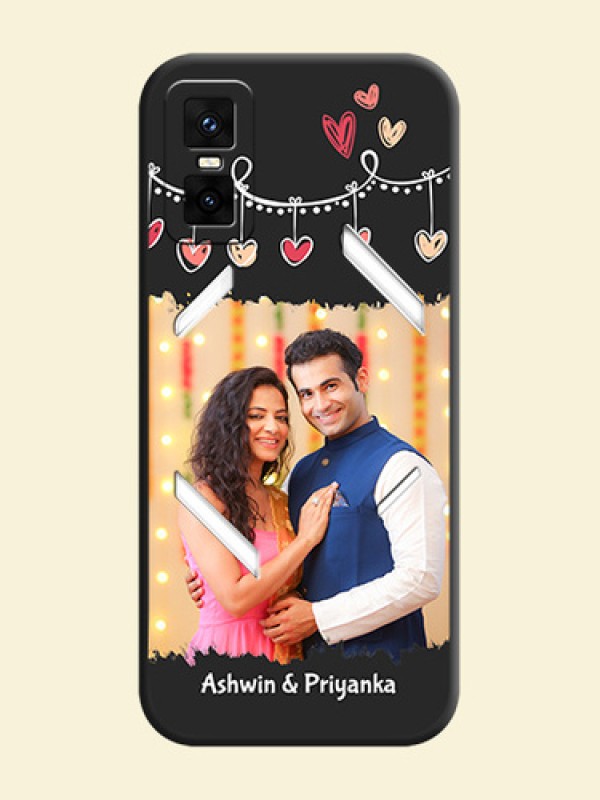 Pink Love Hangings with Name On Space Black Custom Soft Matte Mobile Back Cover - Infinix GT 30 Pro 5G