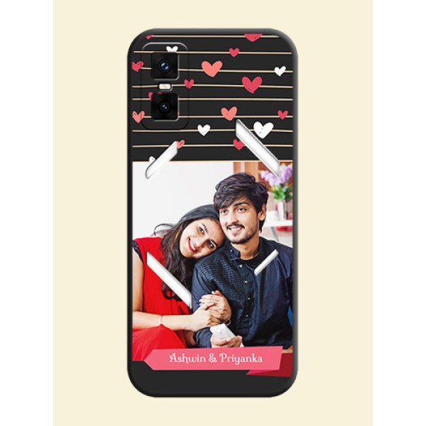 Love Pattern with Name on Pink Ribbon on Photo On Space Black Custom Soft Matte Mobile Back Cover - Infinix GT 30 Pro 5G Love Pattern with Name on Pink Ribbon on Photo On Space Black Custom Soft Matte Mobile Back Cover - Infinix GT 30 Pro 5G