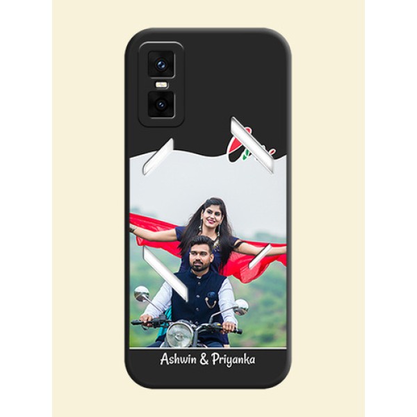 Fall in Love Pattern with Picture on Photo On Space Black Custom Soft Matte Mobile Back Cover - Infinix GT 30 Pro 5G Fall in Love Pattern with Picture on Photo On Space Black Custom Soft Matte Mobile Back Cover - Infinix GT 30 Pro 5G