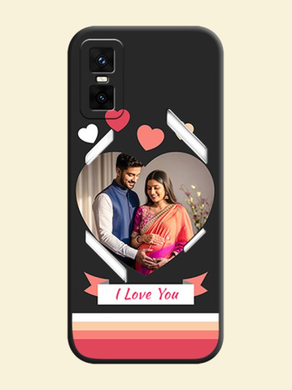 Love Shaped Photo with Colorful Stripes On Space Black Custom Soft Matte Mobile Back Cover - Infinix GT 30 Pro 5G