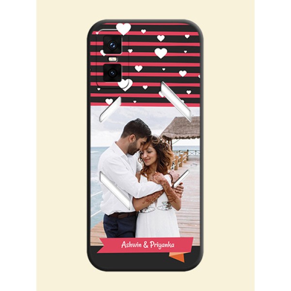 White Color Love Symbols with Pink Lines Pattern On Space Black Custom Soft Matte Mobile Back Cover - Infinix GT 30 Pro 5G White Color Love Symbols with Pink Lines Pattern On Space Black Custom Soft Matte Mobile Back Cover - Infinix GT 30 Pro 5G
