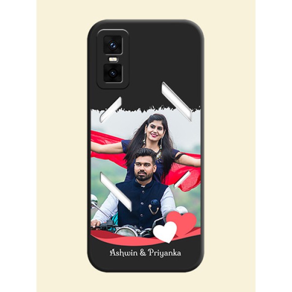 Pin Color Love Shaped Ribbon Design with Text On Space Black Custom Soft Matte Mobile Back Cover - Infinix GT 30 Pro 5G