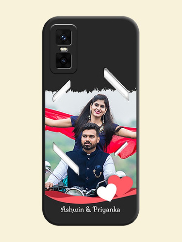 Pin Color Love Shaped Ribbon Design with Text On Space Black Custom Soft Matte Mobile Back Cover - Infinix GT 30 Pro 5G
