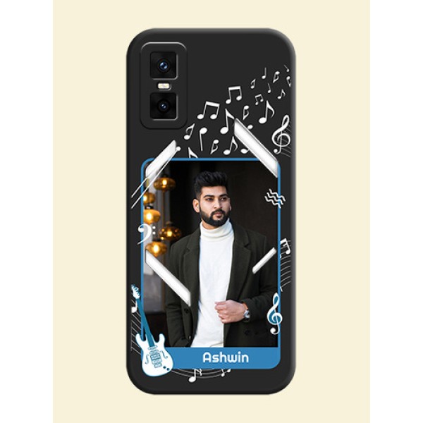 Musical Theme Design with Text on Photo On Space Black Custom Soft Matte Mobile Back Cover - Infinix GT 30 Pro 5G Musical Theme Design with Text on Photo On Space Black Custom Soft Matte Mobile Back Cover - Infinix GT 30 Pro 5G