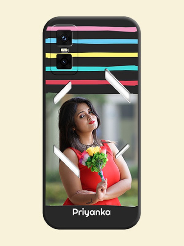 Multicolor Lines with Image On Space Black Custom Soft Matte Mobile Back Cover - Infinix GT 30 Pro 5G