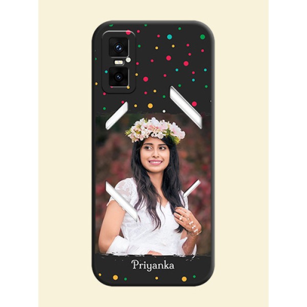 Multicolor Dotted Pattern with Text On Space Black Custom Soft Matte Mobile Back Cover - Infinix GT 30 Pro 5G Multicolor Dotted Pattern with Text On Space Black Custom Soft Matte Mobile Back Cover - Infinix GT 30 Pro 5G