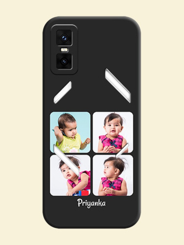 Floral Art with 6 Image Holder on Photo On Space Black Custom Soft Matte Mobile Back Cover - Infinix GT 30 Pro 5G