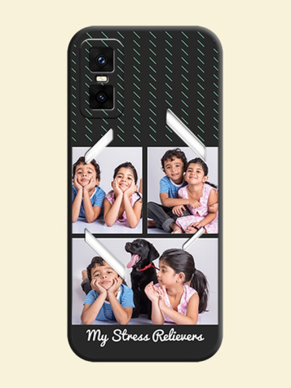 Cross Dotted Pattern with 2 Image Holder On Space Black Custom Soft Matte Mobile Back Cover - Infinix GT 30 Pro 5G