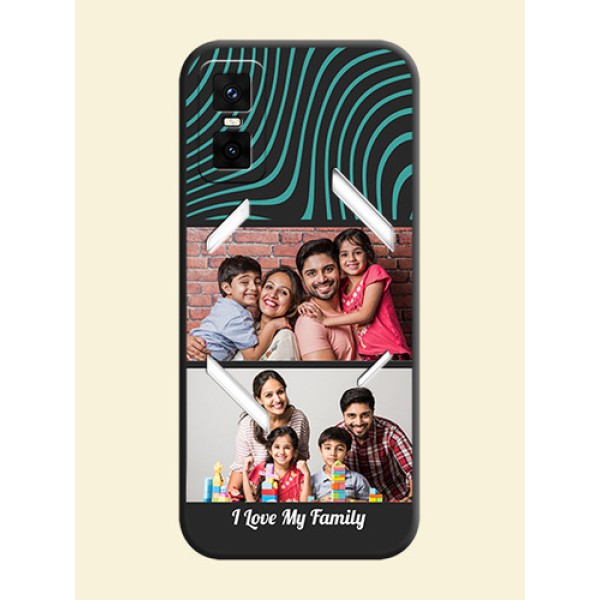 Wave Pattern with 2 Image Holder On Space Black Custom Soft Matte Mobile Back Cover - Infinix GT 30 Pro 5G Wave Pattern with 2 Image Holder On Space Black Custom Soft Matte Mobile Back Cover - Infinix GT 30 Pro 5G
