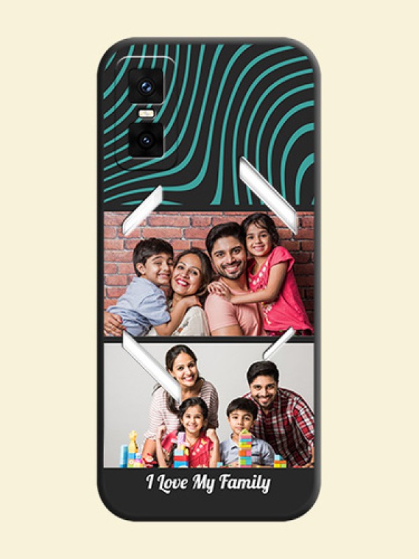 Wave Pattern with 2 Image Holder On Space Black Custom Soft Matte Mobile Back Cover - Infinix GT 30 Pro 5G