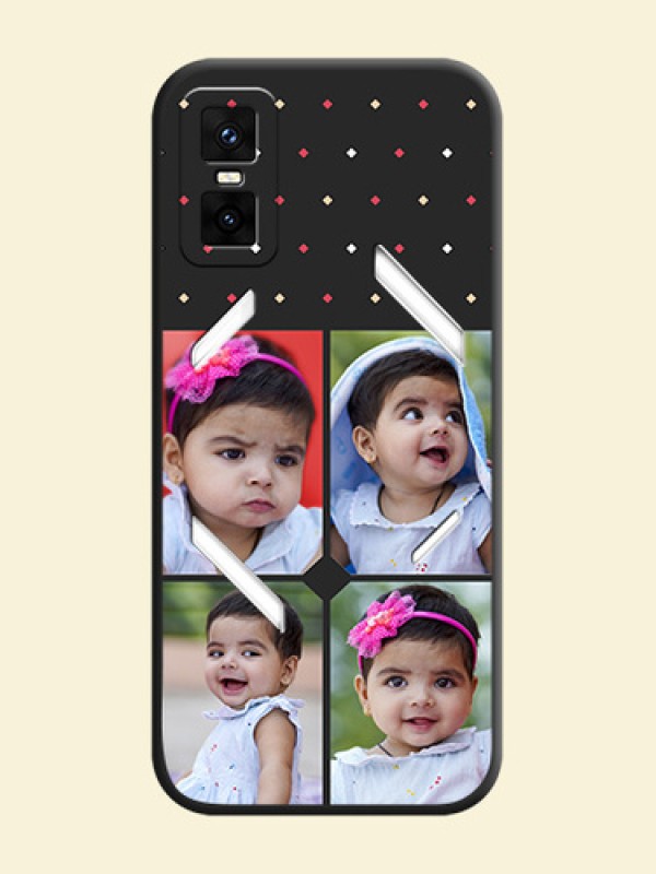 Multicolor Dotted Pattern with 4 Image Holder On Space Black Custom Soft Matte Mobile Back Cover - Infinix GT 30 Pro 5G