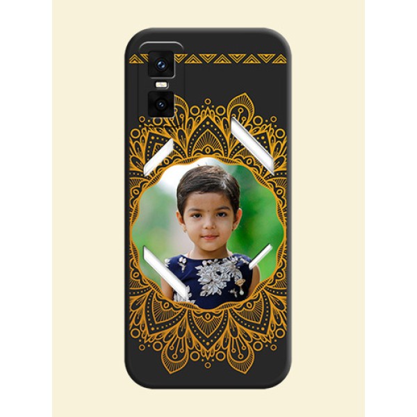 Round Image with Floral Design On Space Black Custom Soft Matte Mobile Back Cover - Infinix GT 30 Pro 5G Round Image with Floral Design On Space Black Custom Soft Matte Mobile Back Cover - Infinix GT 30 Pro 5G
