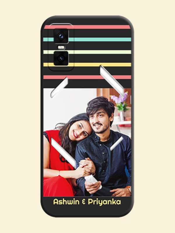 Color Stripes with Photo and Text on Photo On Space Black Custom Soft Matte Mobile Back Cover - Infinix GT 30 Pro 5G