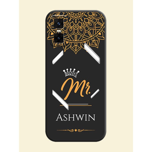 Mr Name with Floral Design On Space Black Custom Soft Matte Mobile Back Cover - Infinix GT 30 Pro 5G