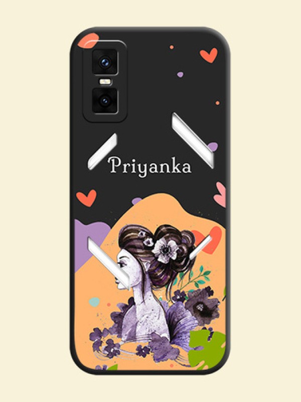 Namecase For Her With Fancy Lady Image On Space Black Custom Soft Matte Mobile Back Cover - Infinix GT 30 Pro 5G