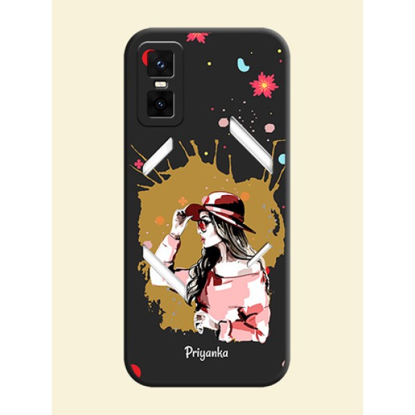 Mordern Lady With Color Splash Background With Custom Text On Space Black Custom Soft Matte Mobile Back Cover - Infinix GT 30 Pro 5G
