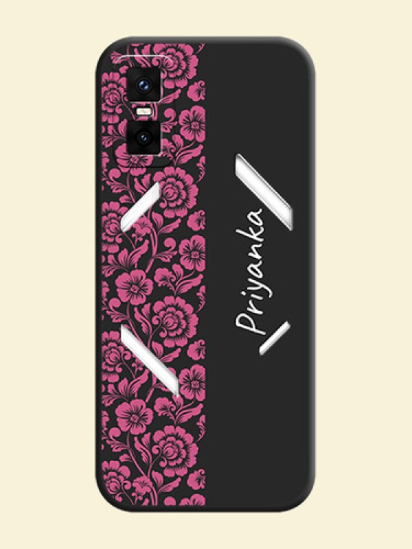 Pink Floral Pattern Design With Custom Text On Space Black Custom Soft Matte Mobile Back Cover - Infinix GT 30 Pro 5G