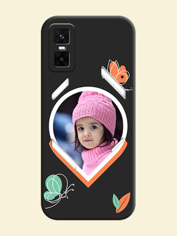 Upload Pic With Simple Butterly Design On Space Black Custom Soft Matte Mobile Back Cover - Infinix GT 30 Pro 5G