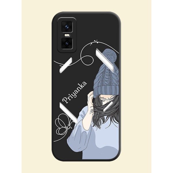 Girl With Blue Winter Outfiit Custom Text Design On Space Black Custom Soft Matte Mobile Back Cover - Infinix GT 30 Pro 5G Girl With Blue Winter Outfiit Custom Text Design On Space Black Custom Soft Matte Mobile Back Cover - Infinix GT 30 Pro 5G