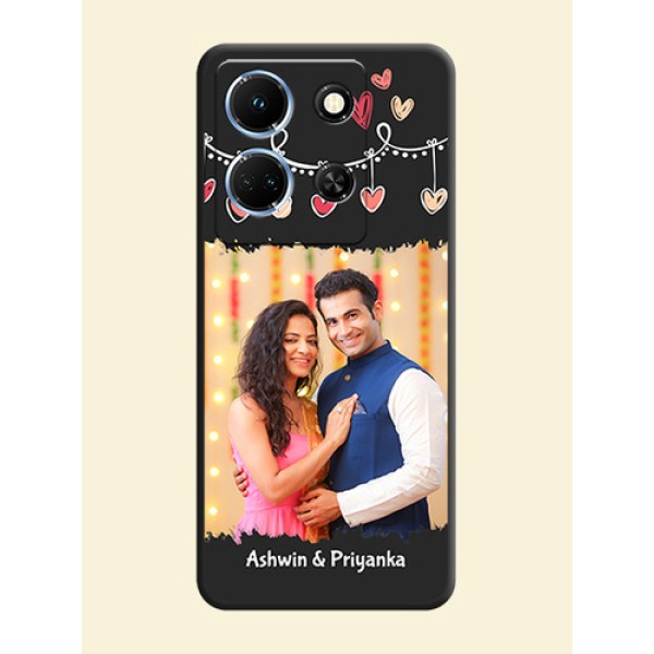 Pink Love Hangings with Name on Space Black Custom Soft Matte Phone Cases - Infinix Note 30 5G Pink Love Hangings with Name on Space Black Custom Soft Matte Phone Cases - Infinix Note 30 5G