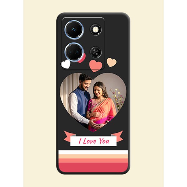 Love Shaped Photo with Colorful Stripes on Personalised Space Black Soft Matte Cases - Infinix Note 30 5G