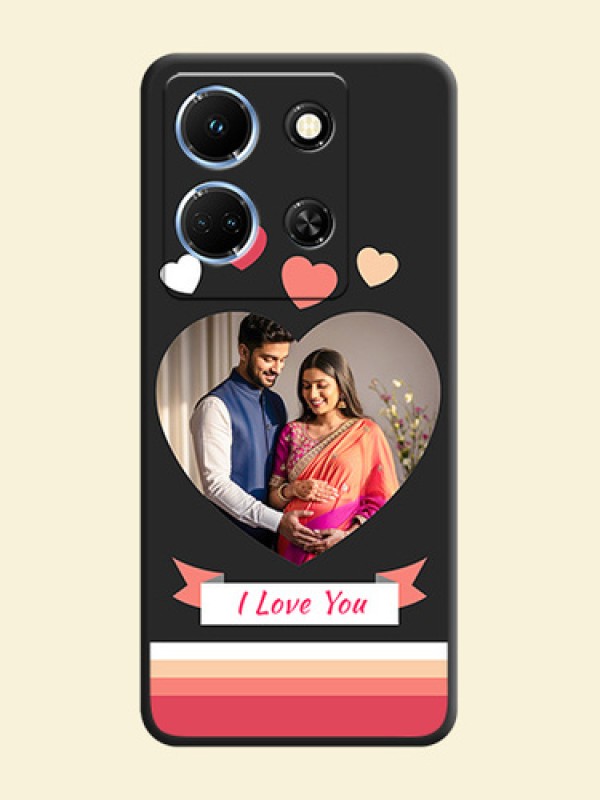 Love Shaped Photo with Colorful Stripes on Personalised Space Black Soft Matte Cases - Infinix Note 30 5G