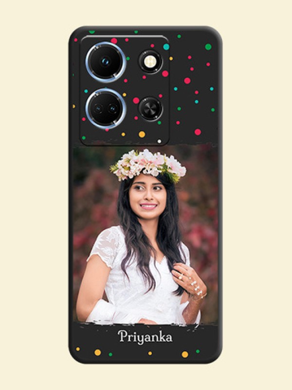 Multicolor Dotted Pattern with Text on Space Black Custom Soft Matte Phone Back Cover - Infinix Note 30 5G