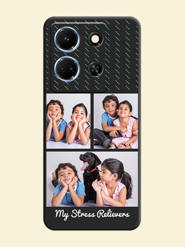 Cross Dotted Pattern with 2 Image Holder on Personalised Space Black Soft Matte Cases - Infinix Note 30 5G