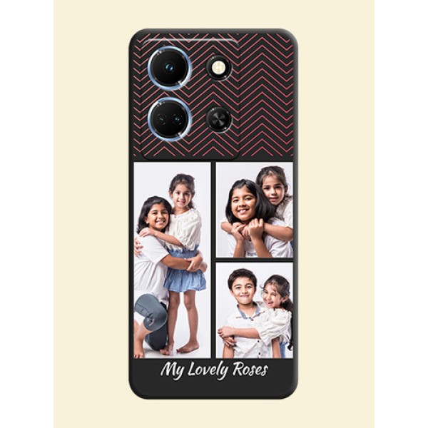 Wave Pattern with 3 Image Holder on Space Black Custom Soft Matte Back Cover - Infinix Note 30 5G Wave Pattern with 3 Image Holder on Space Black Custom Soft Matte Back Cover - Infinix Note 30 5G