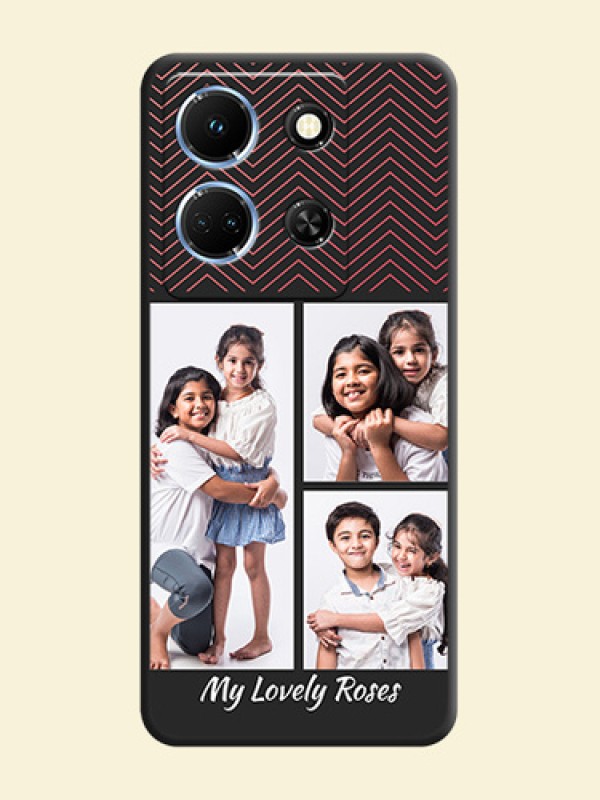 Wave Pattern with 3 Image Holder on Space Black Custom Soft Matte Back Cover - Infinix Note 30 5G