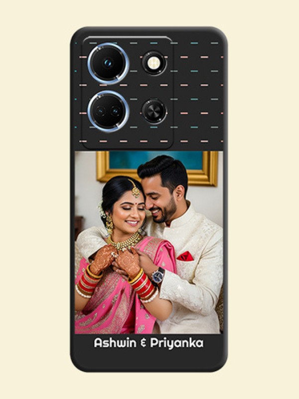 Line Pattern Design with Text on Space Black Custom Soft Matte Phone Back Cover - Infinix Note 30 5G