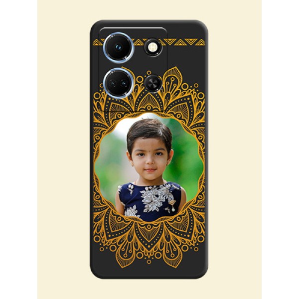 Round Image with Floral Design - Photo on Space Black Soft Matte Mobile Cover - Infinix Note 30 5G Round Image with Floral Design - Photo on Space Black Soft Matte Mobile Cover - Infinix Note 30 5G