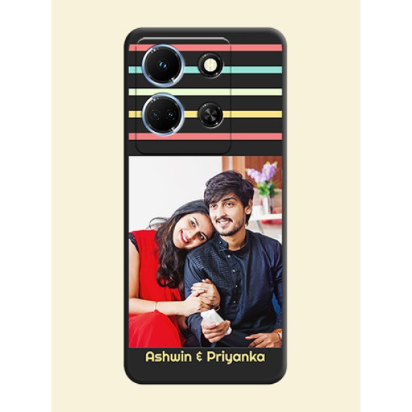 Color Stripes with Photo and Text - Photo on Space Black Soft Matte Mobile Case - Infinix Note 30 5G Color Stripes with Photo and Text - Photo on Space Black Soft Matte Mobile Case - Infinix Note 30 5G