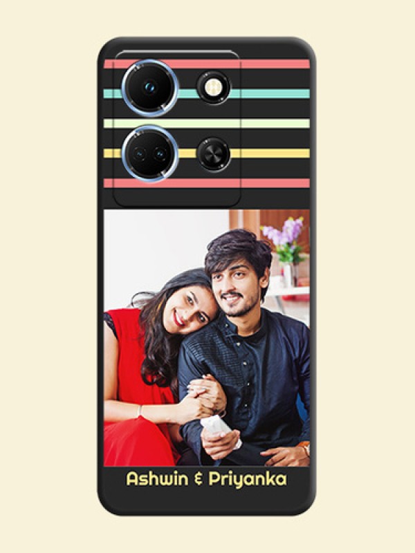Color Stripes with Photo and Text - Photo on Space Black Soft Matte Mobile Case - Infinix Note 30 5G