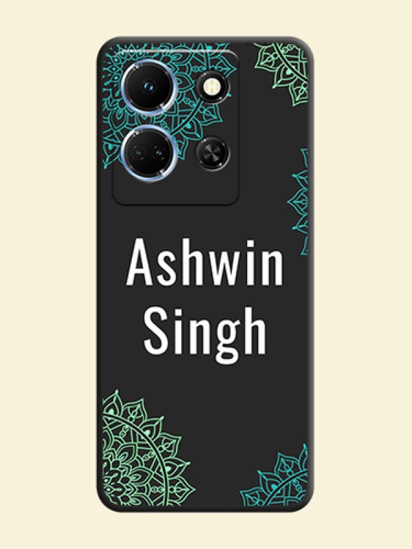 Your Name with Floral Design on Space Black Custom Soft Matte Back Cover - Infinix Note 30 5G