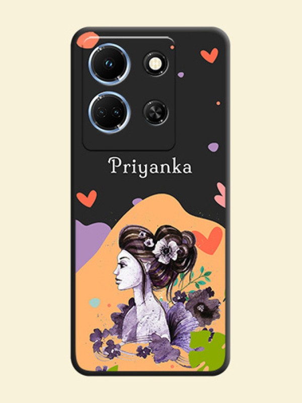 Namecase For Her With Fancy Lady Image On Space Black Personalized Soft Matte Phone Covers - Infinix Note 30 5G