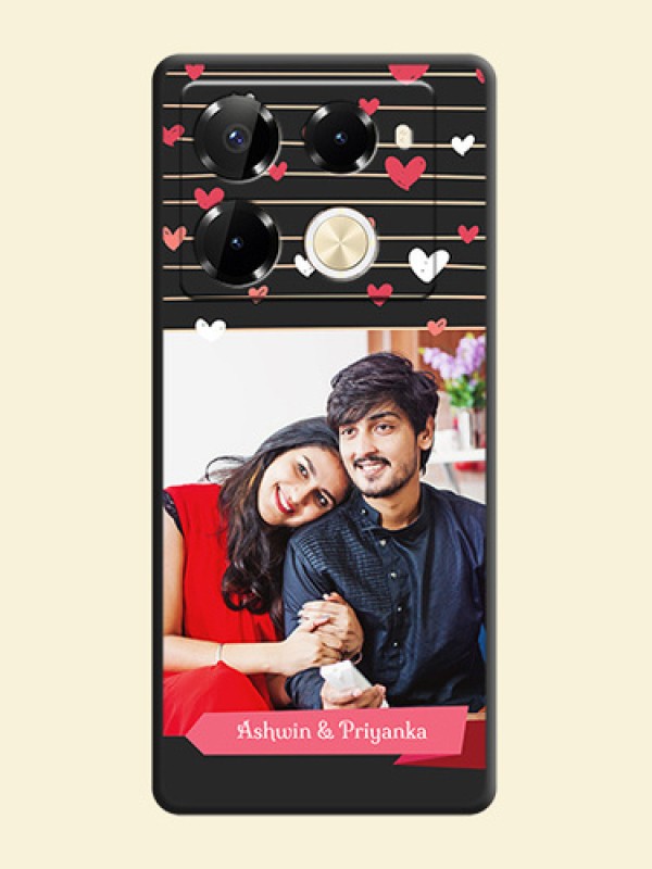 Love Pattern with Name on Pink Ribbon on Photo On Space Black Custom Soft Matte Mobile Back Cover - Infinix Note 40 Pro 5G