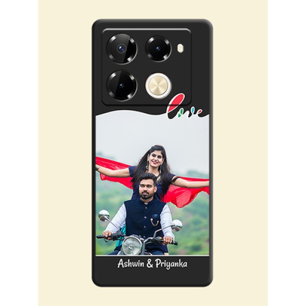 Fall in Love Pattern with Picture on Photo On Space Black Custom Soft Matte Mobile Back Cover - Infinix Note 40 Pro 5G