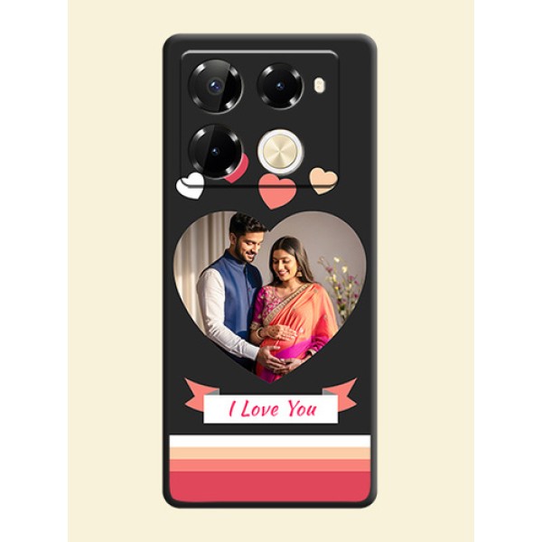 Love Shaped Photo with Colorful Stripes On Space Black Custom Soft Matte Mobile Back Cover - Infinix Note 40 Pro 5G Love Shaped Photo with Colorful Stripes On Space Black Custom Soft Matte Mobile Back Cover - Infinix Note 40 Pro 5G