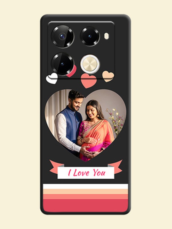 Love Shaped Photo with Colorful Stripes On Space Black Custom Soft Matte Mobile Back Cover - Infinix Note 40 Pro 5G