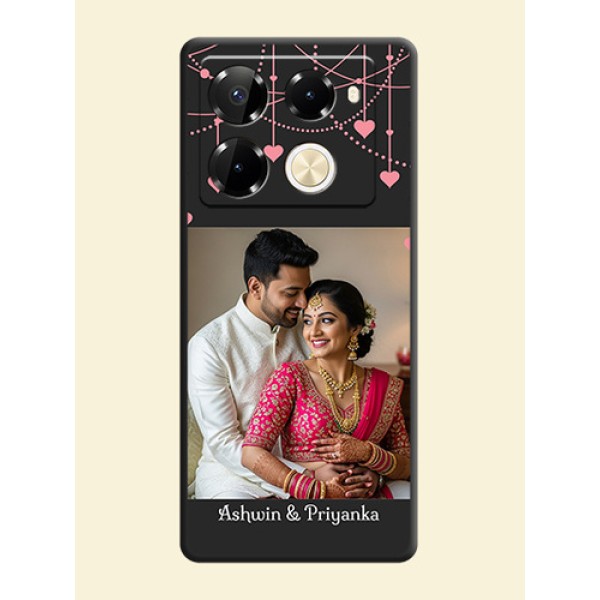 Pink Love Hangings with Text On Space Black Custom Soft Matte Mobile Back Cover - Infinix Note 40 Pro 5G Pink Love Hangings with Text On Space Black Custom Soft Matte Mobile Back Cover - Infinix Note 40 Pro 5G