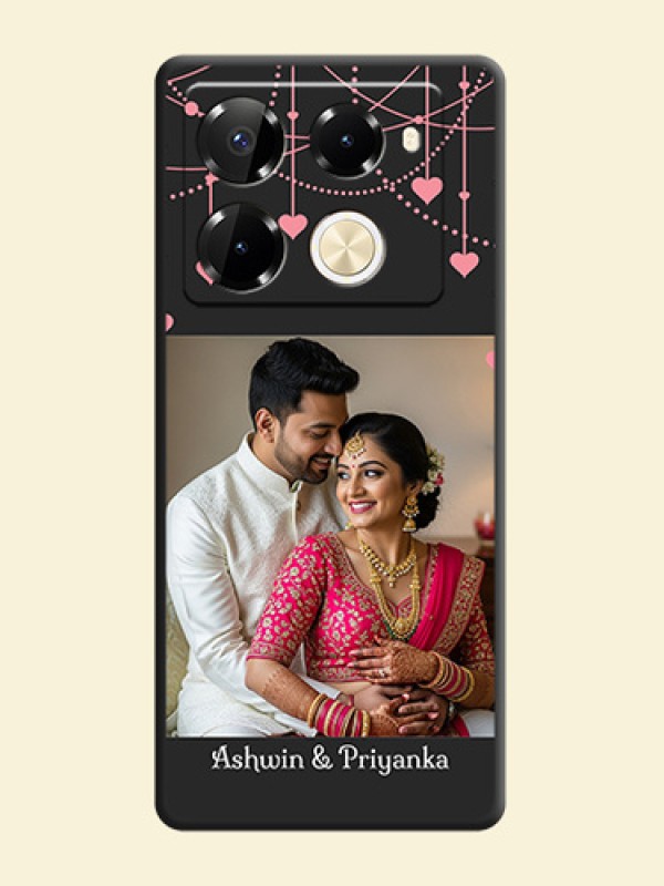 Pink Love Hangings with Text On Space Black Custom Soft Matte Mobile Back Cover - Infinix Note 40 Pro 5G