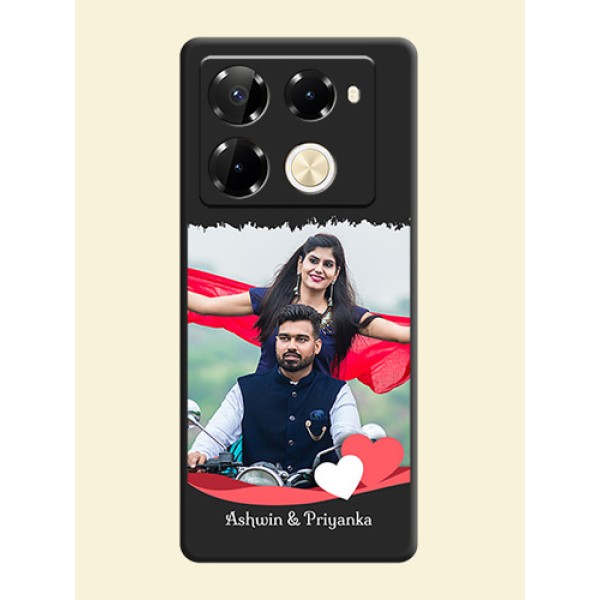 Pin Color Love Shaped Ribbon Design with Text On Space Black Custom Soft Matte Mobile Back Cover - Infinix Note 40 Pro 5G