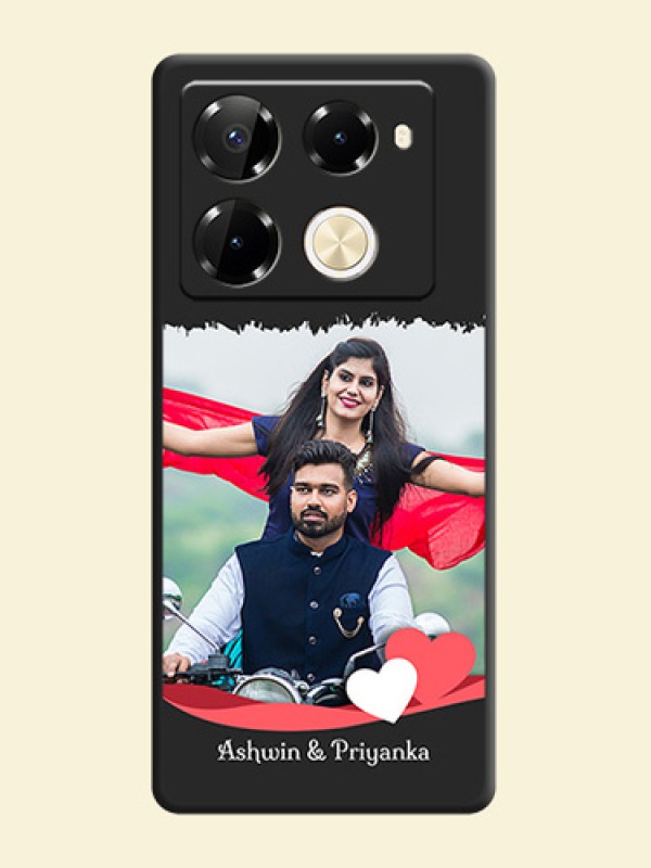 Pin Color Love Shaped Ribbon Design with Text On Space Black Custom Soft Matte Mobile Back Cover - Infinix Note 40 Pro 5G