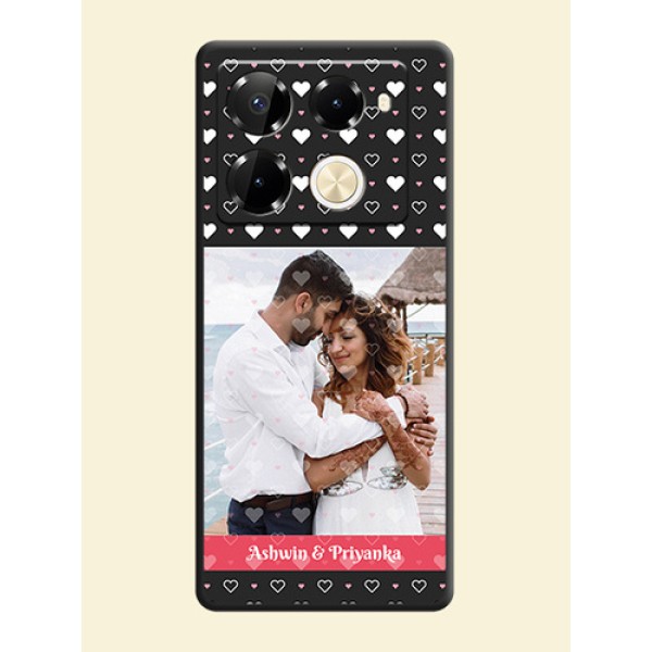 White Color Love Symbols with Text Design on Photo On Space Black Custom Soft Matte Mobile Back Cover - Infinix Note 40 Pro 5G White Color Love Symbols with Text Design on Photo On Space Black Custom Soft Matte Mobile Back Cover - Infinix Note 40 Pro 5G